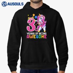 3 Years Old Gifts Awesome Unicorn Flossing 3rd Birthday Hoodie
