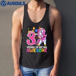3 Years Old Gifts Awesome Unicorn Flossing 3rd Birthday Tank Top