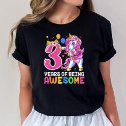 3 Years Old Gifts Awesome Unicorn Flossing 3rd Birthday T-Shirt