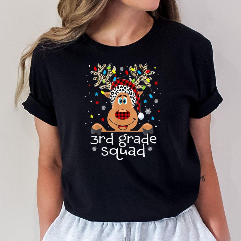 3rd Grade Squad Plaid Reindeer Santa Hat Teacher Christmas T-Shirt Hoodie Sweatshirt For Men Women