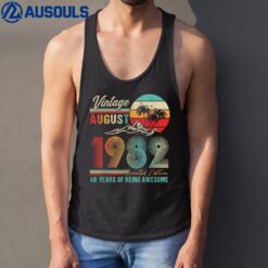 40 Years Old 40th Birthday Decoration Vintage August 1982 Tank Top