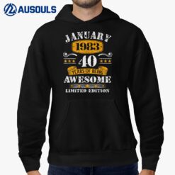 40 Years Old Gifts Vintage 40th Birthday Since January 1983 Ver 2 Hoodie