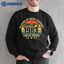 40 Years Old Gifts Vintage 40th Birthday Since January 1983 Sweatshirt