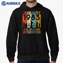 40 Years Old Vintage January 1983 Birthday Men Women 40th Hoodie