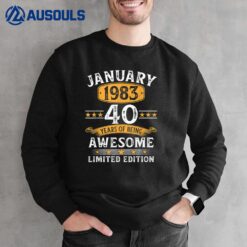 40th Birthday s Retro 40 Years Old Vintage January 1983 Sweatshirt