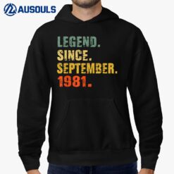 41 Year Old 41st Birthday Gifts Legend Since September 1981 Hoodie