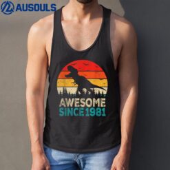 41st Birthday Dinosaur 41 Year Old Awesome Since 1981 Gift Tank Top