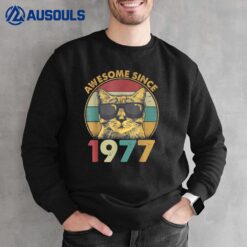 45Th Birthday Vintage Cat 45 Years Funny Awesome Since 1977 Sweatshirt