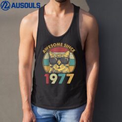 45Th Birthday Vintage Cat 45 Years Funny Awesome Since 1977 Tank Top