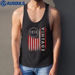 46 Year Old Gifts Vintage 1976 American Flag 46th Birthday Tank Top