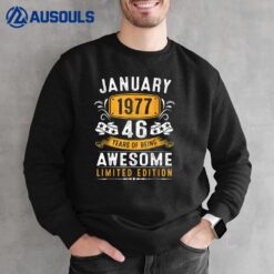 46 Years Old Gifts Vintage January 1977 46th Birthday Sweatshirt