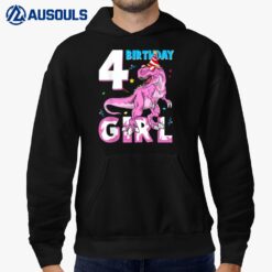 4 Year Old Gifts Party 4th Birthday Girl Dinosaur Funny Hoodie