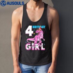 4 Year Old Gifts Party 4th Birthday Girl Dinosaur Funny Tank Top