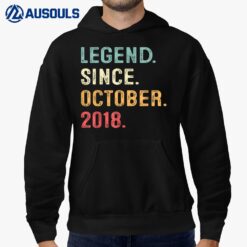 4 Years Old Gifts Legend Since October 2018 4th Birthday Boy Hoodie