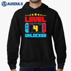 4th Birthday Boy Level 4 Unlocked Video Gamer Birthday Hoodie