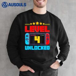 4th Birthday Boy Level 4 Unlocked Video Gamer Birthday Sweatshirt