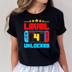 4th Birthday Boy Level 4 Unlocked Video Gamer Birthday T-Shirt