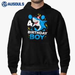 4th Birthday Boy Shark Ocean Theme Party 4 Years Old Toddler Hoodie