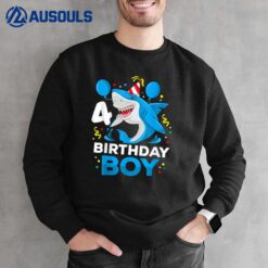 4th Birthday Boy Shark Ocean Theme Party 4 Years Old Toddler Sweatshirt
