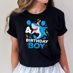 4th Birthday Boy Shark Ocean Theme Party 4 Years Old Toddler T-Shirt