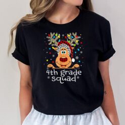 4th Grade Squad Plaid Reindeer Santa Hat Teacher Christmas T-Shirt