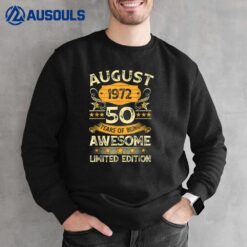 50 Years Old Gifts Vintage August 1972 50th Birthday Gifts Sweatshirt