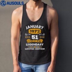 51 Years Old Gifts Vintage 51st Birthday Since January 1972 Tank Top