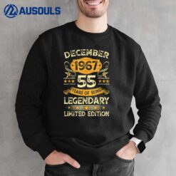 55 Years Old Gifts Vintage December 1967 55th Birthday Sweatshirt