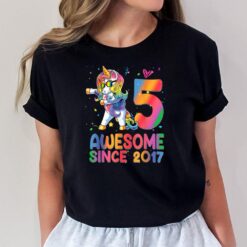 5 Years Old Gifts Unicorn Dabbing 5th Birthday Girl T-Shirt
