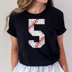 5th Birthday Baseball Big Number Five 5 Year Old Boy Girl T-Shirt