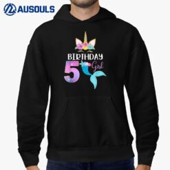 5th Birthday Girl Unicorn Mermaid Tail 5 Years Old Hoodie