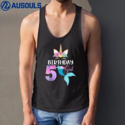 5th Birthday Girl Unicorn Mermaid Tail 5 Years Old Tank Top