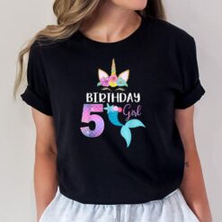5th Birthday Girl Unicorn Mermaid Tail 5 Years Old T-Shirt