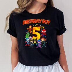 5th Third Birthday Boy Superhero Super Heroes Party T-Shirt