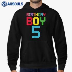 5th Birthday Boy Master Builder 5 Years Old Block Building Hoodie