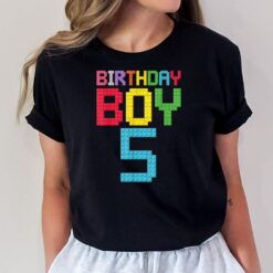 5th Birthday Boy Master Builder 5 Years Old Block Building T-Shirt