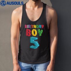 5th birthday Boy master builder 5 years old block building Tank Top