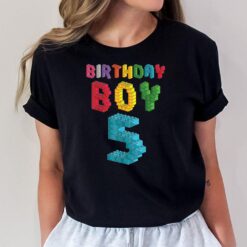 5th birthday Boy master builder 5 years old block building T-Shirt