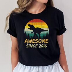 6th Birthday Gift Boy Dinosaur 6 Year Old Awesome Since 2016 T-Shirt