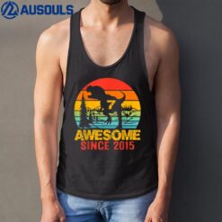 7 Year Old Gift Dinosaur Awesome Since 2015 7th Birthday Boy Tank Top