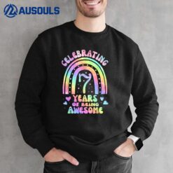 7 Years Of Being Awesome Bday 7th Birthday Girl Tie Dye Sweatshirt