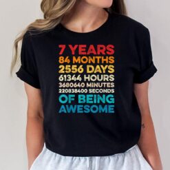 7th Birthday 7 Years of Being Awesome Vintage 7 Years Old T-Shirt