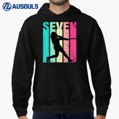 7th Birthday Baseball Big Number Seven 7 Year Old Boy Girl Hoodie