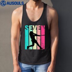 7th Birthday Baseball Big Number Seven 7 Year Old Boy Girl Tank Top