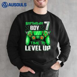 7th Birthday Boy Time To Level Up Video Gamer 7 Year Old Sweatshirt