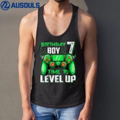 7th Birthday Boy Time To Level Up Video Gamer 7 Year Old Tank Top