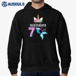 7th Birthday Girl Unicorn Mermaid Tail 7 Years Old Hoodie