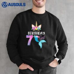 7th Birthday Girl Unicorn Mermaid Tail 7 Years Old Sweatshirt