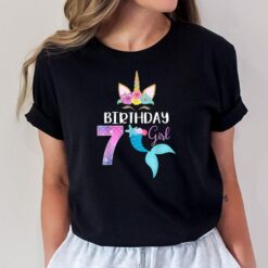 7th Birthday Girl Unicorn Mermaid Tail 7 Years Old T-Shirt