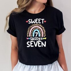 7th Birthday Rainbow Leopard Sweet Sassy & Seven Years Old T-Shirt